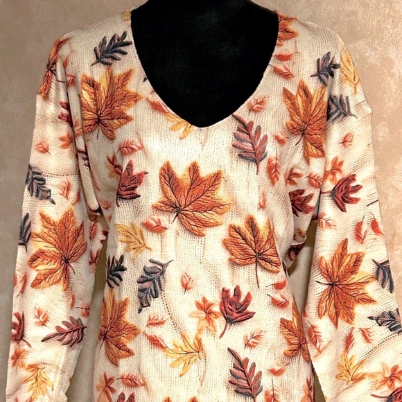 🍁🍂 Autumn Leaf Print Sweater - Picture 4 of 10